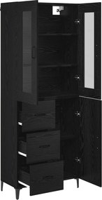vidaXL Highboard Μαύρη Οξυά 69,5 x 34 x 180 εκ. Επεξεργασμένο ξύλο