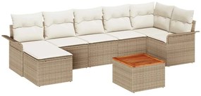 vidaXL Σετ Καναπέ Κήπου με μαξιλάρι 8 pcs Μπεζ συνθετικό ρατάν