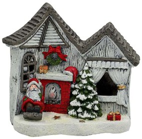 Χριστουγεννιάτικη Διακοσμητική Φιγούρα Σπίτι Με Άγιο Βασίλη 372-225-293 44x20x36cm Multi