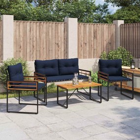 vidaXL Σετ Εξωτερικών Επίπλων με μαξιλάρι 4 pcs Ναυτικό μπλε