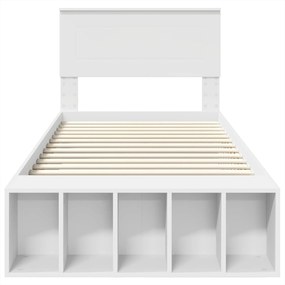 vidaXL Σκελετός Κρεβατιού με ράφι Λευκό 75 x 190 cm Επεξεργασμένο ξύλο