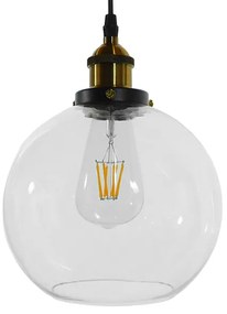 GloboStar COLLINS 01170 Vintage Κρεμαστό Φωτιστικό Οροφής Μονόφωτο 1 x E27 Γυάλινο Καμπάνα Φ18 x Y25cm