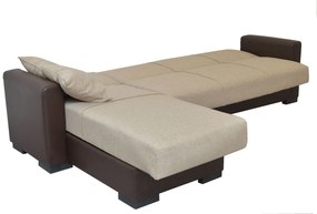 Καναπές Κρεβάτι Γωνιακός JOSE Μπεζ/Καφέ PU 270x165x84cm - 14210001