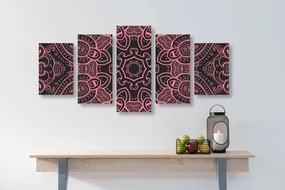 Εικόνα 5 τμημάτων Mandala με ινδικό μοτίβο σε ροζ