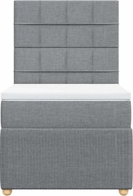 vidaXL Κρεβάτι Boxspring με Στρώμα Ανοιχτό Γκρι 90x190 εκ. Υφασμάτινο
