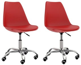 Καρέκλες Τραπεζαρίας 2 τεμ Κόκκινες Συνθ. Δέρμα - Κόκκινο