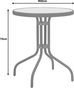 Τραπεζαρία Watson-Sussie pakoworld μέταλλο λευκό-γυαλί Φ60x70εκ
