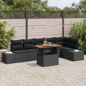 vidaXL Σετ Καναπέ Κήπου με αποθήκευση 7 pcs Μαύρο Πολυ ράταν