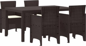 vidaXL Σέτ φαγητού για κήπο 5 pcs Καφέ Rattan Polt