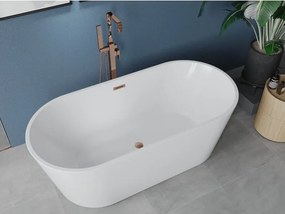 Mexen Luna ελεύθερη μπανιέρα 160 x 75 cm, λευκή, υπερχείλιση βουρτσισμένου