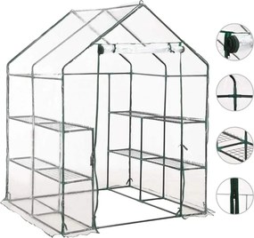vidaXL Θερμοκήπιο με 8 Ράφια 143 x 143 x 195 εκ.