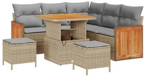 vidaXL Σετ Καναπέ Κήπου με μαξιλάρι 8 pcs μπεζ και ανοιχτό γκρι