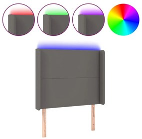 Κεφαλάρι Κρεβατιού LED Γκρι 83x16x118/128 εκ. Συνθετ. Δέρμα - Γκρι