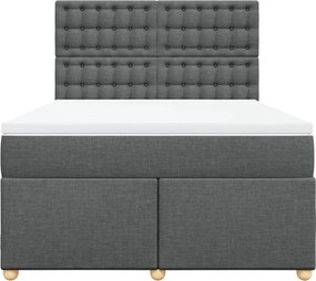 vidaXL Κρεβάτι Boxspring με Στρώμα Σκούρο Γκρι 140x190 εκ. Υφασμάτινο