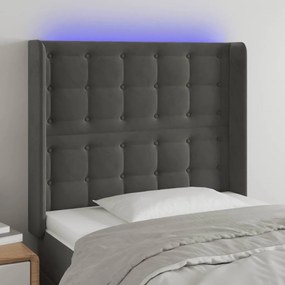 Κεφαλάρι Κρεβατιού LED Σκούρο Γκρι 103x16x118/128εκ. Βελούδινο 3124525