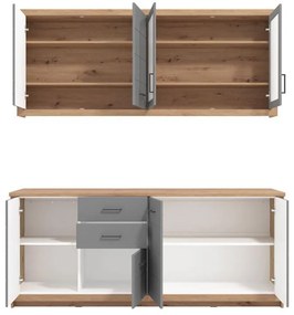 Σύνθεση Κουζίνας Ipanema 200 Artisan Oak - Γκρί Ματ 200x60x224,5 εκ. 200x60x224.5 εκ.