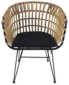 Καρέκλα Κήπου AULIUS Φυσικό/Μαύρο Μέταλλο/Rattan 57x60x78.5cm