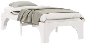 vidaXL Κρεβάτι δαπέδου Λευκό 100 x 200 cm Μασίφ ξύλο πεύκου