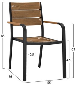 ΠΟΛΥΘΡΟΝΑ ΑΛΟΥΜΙΝΙΟΥ SAGA ΑΝΘΡΑΚΙ ΜΕ POLYWOOD HM5127.02 55x56x85Υεκ. - 0614597 - HM5127.02