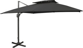 vidaXL Ομπρέλα Κρεμαστή Κήπου με Διπλή Οροφή Μαύρη 300 x 300 εκ.