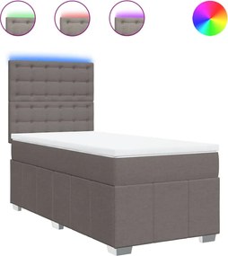 vidaXL Κρεβάτι Boxspring με Στρώμα Taupe 90x200 εκ. Υφασμάτινο