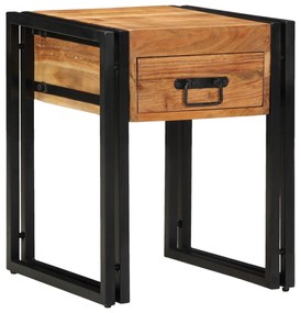 End Table Καφέ και Μαύρο 40 x 40 x 50 cm Στερεό Ξύλο Ακακίας