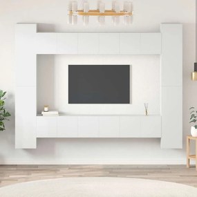 vidaXL Έπιπλα Τηλεόρασης Σετ 10 Τεμαχίων Λευκό από Επεξ. Ξύλο