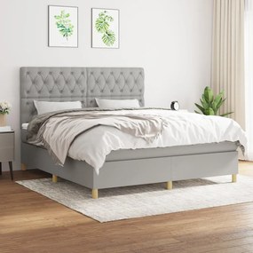 Κρεβάτι Boxspring με Στρώμα Αν. Πράσινο 160x200εκ Υφασμάτινο