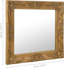 vidaXL Καθρέφτης Τοίχου με Μπαρόκ Στιλ Χρυσός 60 x 60 εκ.