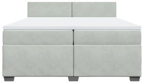 vidaXL Κρεβάτι Boxspring με Στρώμα Ανοιχτό Γκρι 200x200 εκ. Βελούδινο