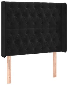 Κεφαλάρι με Πτερύγια Μαύρο 103x16x118/128 εκ. Βελούδινο - Μαύρο