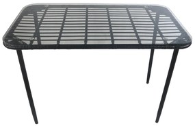 Τραπέζι Κήπου ANNIUS Μαύρο Μέταλλο/Rattan/Γυαλί 120x70x78cm
