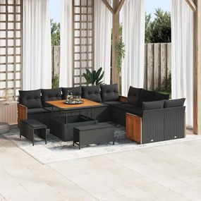 vidaXL Σετ Καναπέ Κήπου με μαξιλάρι 13 pcs Μαύρο 100 x 100 x 71 cm