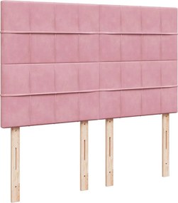 vidaXL Κρεβάτι Boxspring με Στρώμα Ροζ 140x200 εκ. Βελούδινο