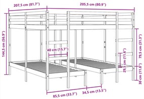 ΣΚΕΛΕΤΟΣ ΤΡΙΠΛΗΣ ΚΟΥΚΕΤΑΣ 200X200/80X200 ΕΚ. ΜΑΣΙΦ ΠΕΥΚΟ 3308583