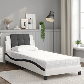 vidaXL Κρεβάτι με Στρώμα Λευκό και Μαύρο 80 x 200 εκ. Συνθετικό Δέρμα