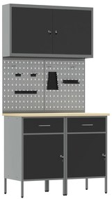 vidaXL Σετ 5 τεμαχίων ντουλάπας και πίνακα ανακοινώσεων Μαύρο MDF και Μέταλλο