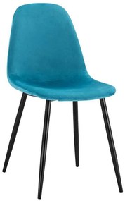 Καρέκλα Leonardo HM00100.18 45x53x85Υcm Turquoise Σετ 4τμχ Βελούδο, Μέταλλο