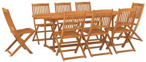 vidaXL Σετ Τραπεζαρίας Κήπου 9 Τεμαχίων 220x90x75 εκ. Μασίφ Ακακία