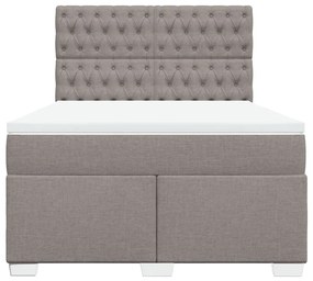 Κρεβάτι Boxspring με Στρώμα Taupe 140x200 εκ. Υφασμάτινο - Μπεζ-Γκρι