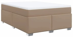 vidaXL Κρεβάτι Boxspring με Στρώμα Καπουτσίνο 140x190εκ.από Συνθ.Δέρμα