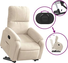 vidaXL Πολυθρόνα Ανακλινόμενη με Ανύψωση Μπεζ Ύφασμα Μικροϊνών