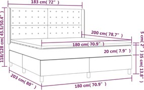 vidaXL Κρεβάτι Boxspring με Στρώμα Κρεμ 180x200 εκ. Υφασμάτινο