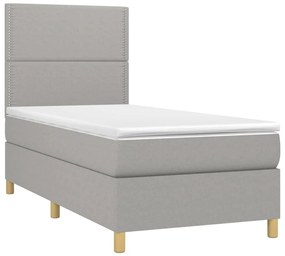 ΚΡΕΒΑΤΙ BOXSPRING ΜΕ ΣΤΡΩΜΑ &amp; LED ΑΝ.ΓΚΡΙ 90X200 ΕΚ. ΥΦΑΣΜΑΤΙΝΟ 3135325