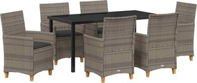 vidaXL Σέτ φαγητού για κήπο 7 pcs Γκρι συνθετικό ρατάν
