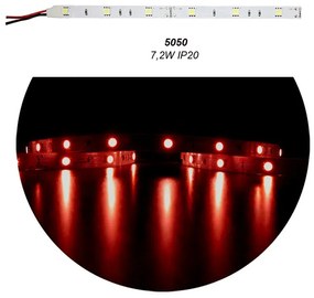 Adeleq Ταινία Led 5 Μέτρα 12Vdc 7.2W Και 30Led Ανά Μέτρο Ip20 Κόκκινο 30-3412202