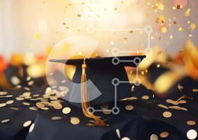 Intra Συλλεκτικό Ξύλινο Παζλ Plywood 4mm - Μαύρο Καπάκι αποφοίτησης με χρυσό κομφετί Σε Ξύλινο Κουτί - Διαστάσεις Puzzle: 10x10 cm – 25 κομμάτια