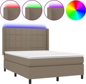 vidaXL LED Κρεβάτι με βάθρο με κεφαλάρι ύφασμα