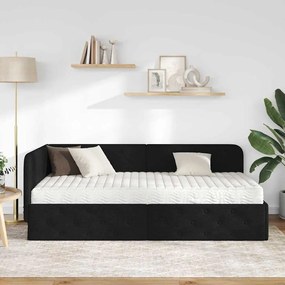 vidaXL Κρεβάτι Γωνίας Μαύρο 90 x 190 cm ύφασμα