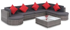 vidaXL Σετ Σαλόνι Κήπου 8 Τεμαχίων με Μαξιλάρια Γκρι από Συνθετικό Ρατάν